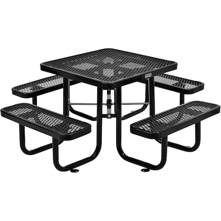 Global Industrial Square Picnic Table, Black, Expanded Metal, 36 in 695501BK
